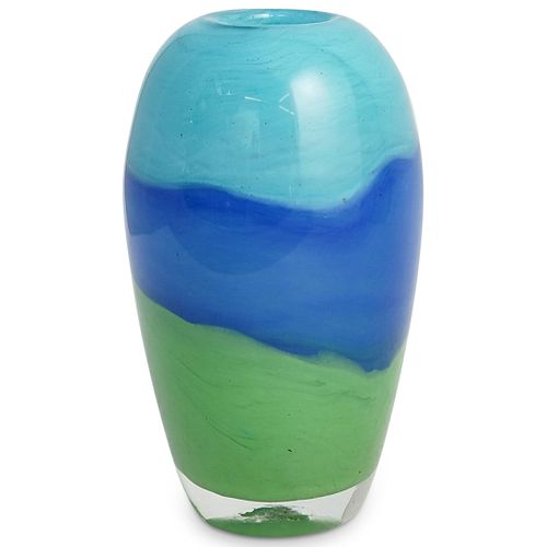 MURANO GLASS GREEN BLUE CYLINDER 38f24c