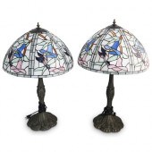 PAIR OF TIFFANY STYLE TABLE LAMPSDESCRIPTION:
