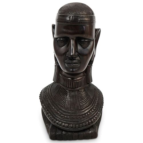 AFRICAN WOOD FEMALE BUST FIGURINEDESCRIPTION  38f34c