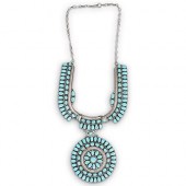 NAVAJO STERLING TURQUOISE NECKLACEDESCRIPTION: