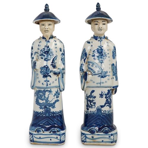  2 PC CHINESE BLUE AND WHITE EMPEROR 38f613