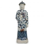 CHINESE BLUE AND WHITE MALE FIGURINEDESCRIPTION: