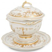 (2 PC) FRENCH CHINOISERIE GILT PORCELAIN