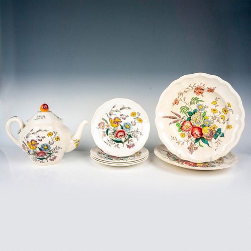 7PC SPODE COPELAND PORCELAIN LUNCHEON 38f8ee