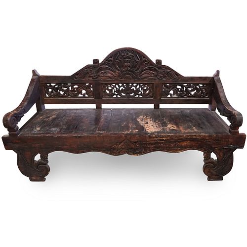 CONTINENTAL WOOD CARVED BENCHDESCRIPTION A 39278d