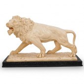 A. SANTINI LION MARBLE COMPOSITE STATUEDESCRIPTION: