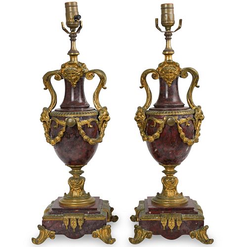 PAIR OF FRENCH BRONZE AND MARBLE 3929a2