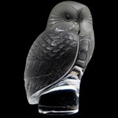 LALIQUE FROSTED GLASS OWL PAPERWEIGHTDESCRIPTION  3929ec