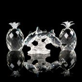 3PC GROUPING OF CUT CRYSTAL FIGURINES,