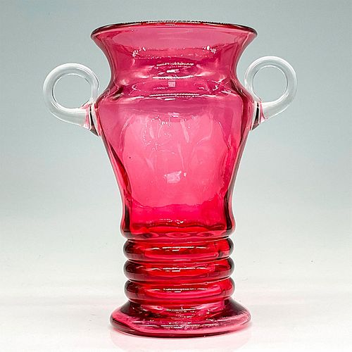 CRANBERRY COIN DOT GLASS VASE WITH 392ebe