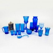 16PC COBALT BLUE GLASSWARE GROUPINGMid-century