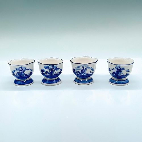 SET OF 4 DELFT BLUE EGG CUPS WINDMILLHand 392fae