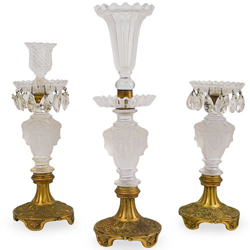  3 PC BACCARAT CRYSTAL AND BRONZE 393043