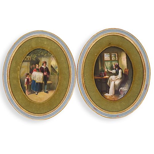 PAIR OF CONTINENTAL PAINTED PORCELAIN 393146