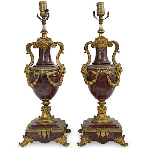 PAIR OF FRENCH BRONZE AND MARBLE 393348