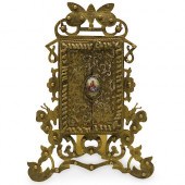 VICTORIAN CHAMPLEVE AND BRASS PICTURE