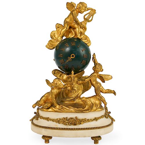 FRENCH GILT BRONZE AND MARBLE CLOCKDESCRIPTION  393798