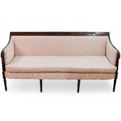 ANTIQUE FRENCH SILK UPHOLSTERED SOFADESCRIPTION: