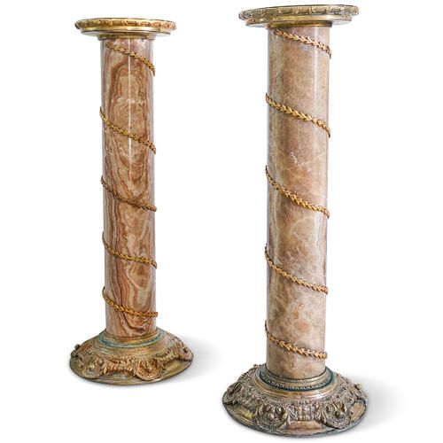 PAIR OF MARBLE AND ORMOLU BRONZE