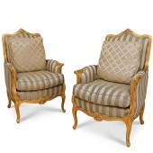 PAIR OF KARGES LOUIS XV BERGERE CHAIRSDESCRIPTION: