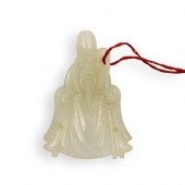ANTIQUE CHINESE WHITE JADE CARVED PENDANTDESCRIPTION: