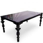 LARGE BLACK LACQUERED DINING TABLEDESCRIPTION: