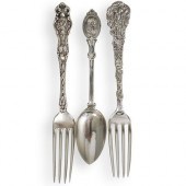 (3 PC) STERLING SILVER FORK AND SPOONDESCRIPTION: