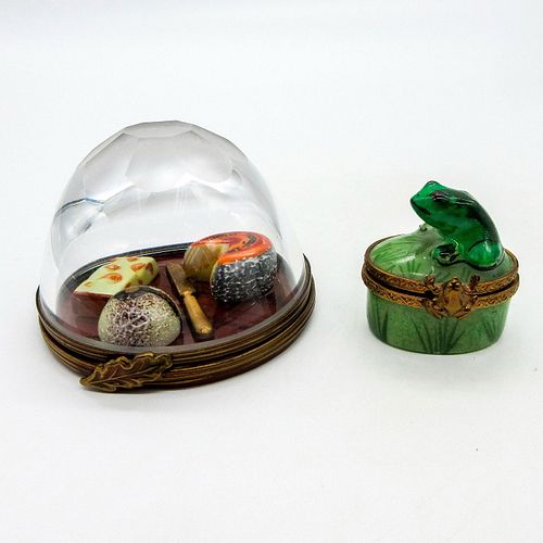 2PC LIMOGES HAND PAINTED FROG TRINKET 395526