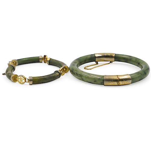  2 PC CHINESE JADE BANGLE AND 3939af
