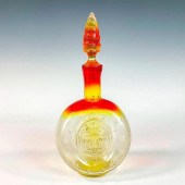 VINTAGE AMBERINA GLASS DECANTER WITH