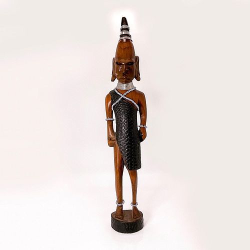 HAND CARVED TALL AFRICAN WOOD FIGURE 393d28