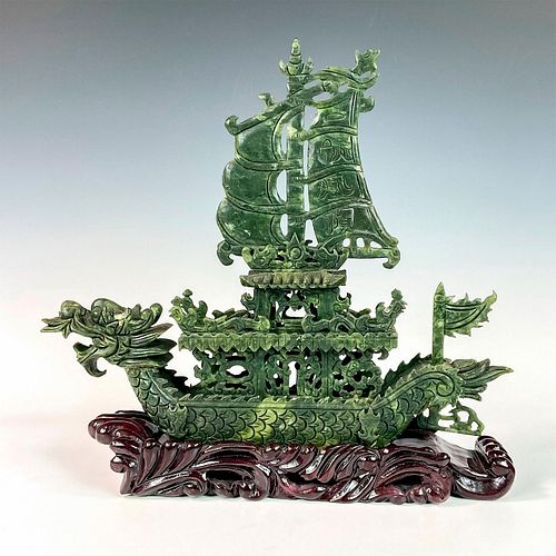 3PC CHINESE SPINACH JADE DRAGON 393d64
