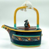 MINTON MAJOLICA TEAPOT, CAT AND MOUSELimited