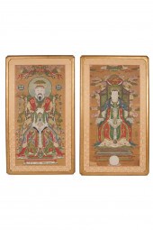 PAIR OF CHINESE ANCESTRAL PORTRAITSeach