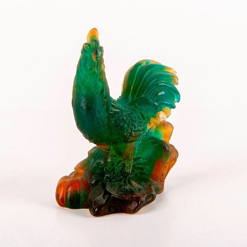 DAUM FROSTED CRYSTAL ROOSTER AMBER 397298