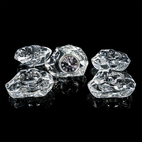 5PC SPODE CLEAR CRYSTAL ASHTRAYS