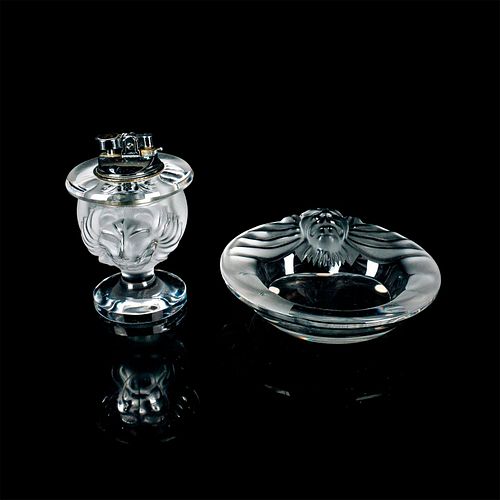2PC LALIQUE CRYSTAL ASHTRAY AND 396233
