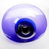 ED BRANSON ART GLASS BOWLBlue, purple