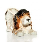 JAPANESE VINTAGE CERAMIC DOG PLANTERGlazed