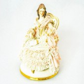 DRESDEN STYLE PORCELAIN FIGURINE SEATED
