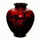 ROYAL DOULTON FLAMBE VASE, COUNTRY SCENEOvoid