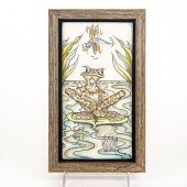 ANDREW HULL POTTERY TRIAL PLAQUE, FROGS