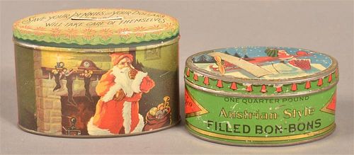 TWO TIN LITHOGRAPH CANISTERS Two 39bf5f