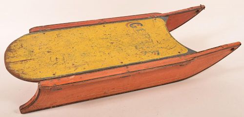 PAINTED WOODEN CHILD S SLED WITH 39c117