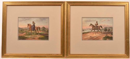 TWO UNSIGNED AUGUSTUS KOLLNER WATERCOLORS.Two