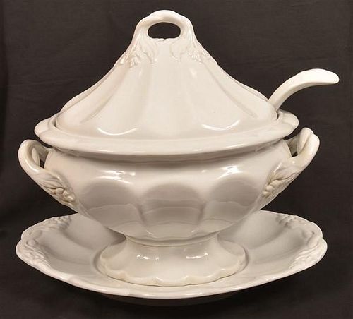 WHITE IRONSTONE CHINA COVERED SOUP