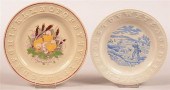 TWO TRANSFER DECORATED ALPHABET PLATES.Two
