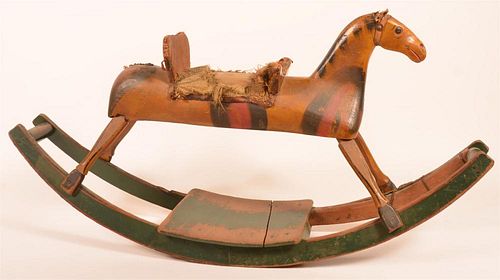 CHILD S PAINTED WOOD ROCKING HORSE 19th 39cab4
