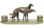 FRENCH BRONZE AND ONYX INKSTAND WITH