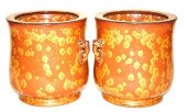 A PAIR OF JAPANESE HIBACHI, GOLD LACQUER